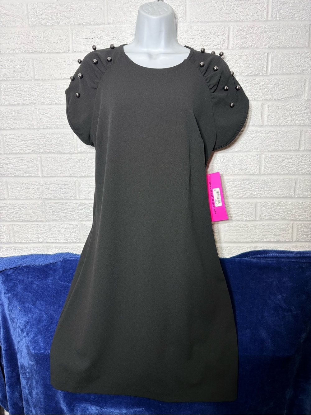 Betsey Johnson Black Puff Sleeve Stud Dress